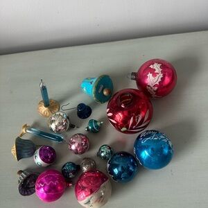 Large lot vintage glass ornaments bubble lights